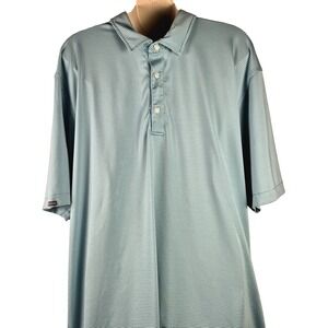 Dunning Golf Mens XL Teal Striped Performance Polo Shirt Stretch
